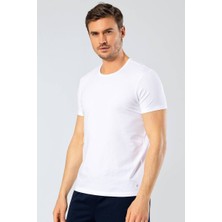 Cacharel Erkek Bisiklet Yaka Likralı T-shirt Beyaz