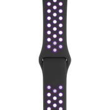 Apple Watch 42-44MM Silikon Kayış - Siyah/mor