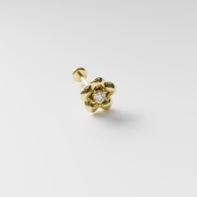 14 Ayar Altın Taşlı Çiçek Piercing / Tragus, Helix