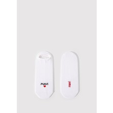 Mavi Mavi Logo Detaylı Beyaz Babet Çorap 1912779-620