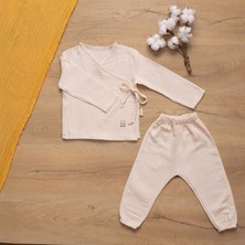 Sare Baby Müslin Bebek Takımı Bağcıklı Model Alt Üst Set %100 Doğal Pamuk