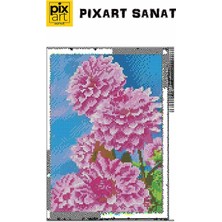 Çiçekler 30*40 cm  Pixart Sanat Elmas Mozaik Tablo Diamond Türkiye