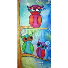 Pix Art Sanat Tatlı Baykuş Ailesi   Pixart   Sanat Elmas Mozik Tablo Daimond Türkiye 32*68