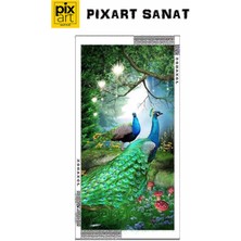 Pix Art Sanat Güzel Renkli Tavus Kuşları Pixart Sanat  Elmas Mozaik Tablo Diamond Türkiye  43*83