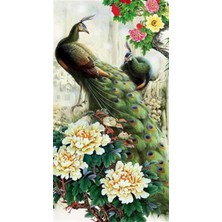 Pix Art Sanat Çiçekler Arasında Tavus Kuşu Pixart Sanat Elmas Mozaik Tablo Diamond Türkiye  48*88