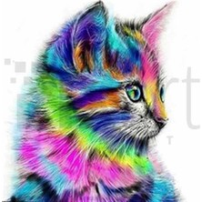 Pix Art Sanat Renkli Yavru Kedicik  Pixart Sanat Elmas Mozik Tablo Daimond Türkiye 52*52