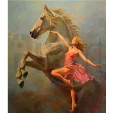 Pix Art Sanat Dansçı Kız ve Atın Uyumu  Pixart  Sanat  Elmas Mozaik Tablo Diamond Türkiye 45*53