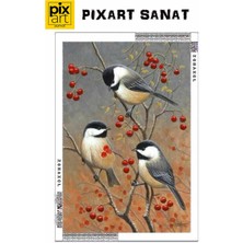 PixArt Agac Dalinda Kuslar 40 x 60 Elmas Mozaik Tablo