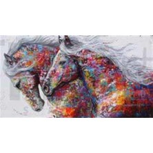Pix Art Sanat Renkli Vücutlarıyla  Farklı Atlar Pixart Sanat Elmas Mozik Tablo Daimond Türkiye 96*53
