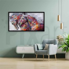 Pix Art Sanat Renkli Vücutlarıyla  Farklı Atlar Pixart Sanat Elmas Mozik Tablo Daimond Türkiye 96*53
