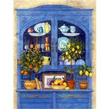 Mavi  Mutfak Dolabı Pixart Sanat Elmas Mozaik Tablo Diamond Türkiye 46*58