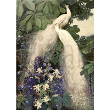 Pix Art Sanat Beyaz Tavus Kuşaları ve Çiçekler   Pixart Sanat Elmas Mozik Tablo Daimond Türkiye 50*71