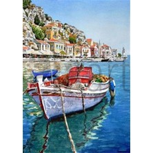 Pix Art Sanat Balıkçı Kayığı Pixart Sanat Elmas Mozaik Tablo Diamond Türkiye 40 x 57 cm