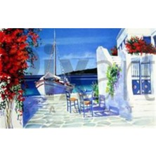 Pix Art Sanat Mykonos Kıyısındaki Kayık Pixart Sanat Elmas Mozaik Tablo Diamond Türkiye 75 x 50 cm