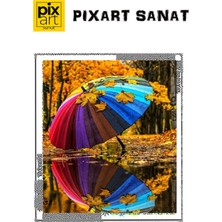 PixArt Sonbahar ve Semsiye 50 x 40 Elmas Mozaik Tablo