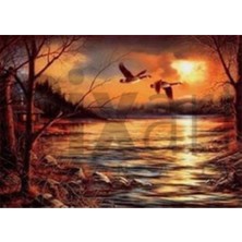 Kızıl Sonbahar Manzarası Pixart Sanat Elmas Mozaik Tablo Diamond TÜRKIYE71*51