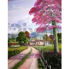 Pix Art Sanat Köy Yolu  Pixart Sanat   Elmas Mozaik Tablo Diamond Türkiye  38 x 51 cm