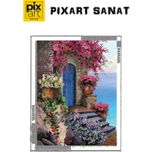 Cafenin Deniz Manzarası Pixart Sanat Elmas Mozaik Tablo Diamond Türkiye   46*61