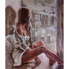 Pix Art Sanat Dışarı Bakan Kız   48 x 56 cm