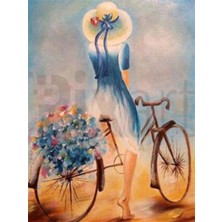Pix Art Sanat Bisikletteki Kadın  43 x 58 cm