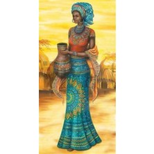 Pix Art Sanat Mavi Afrikalı Kız  41 x 81 cm