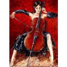 Pix Art Sanat Kadın Çello Çalıyor  48 x 66 cm