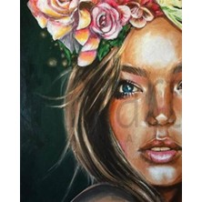 Pix Art Sanat Saçlarımda Gül Taç Pixart Sanat  Elmas Mozaik Tablo Diamond Türkiye 41 x 51 cm