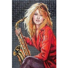 Pix Art Sanat Kırmızı Ceketli Kadın Pixart Sanat Elmas Mozaik Tablo Diamond Türkiye  48 x 74 cm