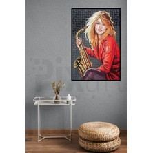 Pix Art Sanat Kırmızı Ceketli Kadın Pixart Sanat Elmas Mozaik Tablo Diamond Türkiye  48 x 74 cm
