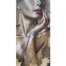 Pix Art Sanat Bronz Kadın Pixart Sanat  Elmas Mozaik Tablo Diamond Türkiye 38 x 76 cm