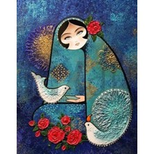 Pix Art Sanat Kuş ve Kadın Pixart Sanat Elmas Mozaik Tablo Diamond Türkiye 53*66