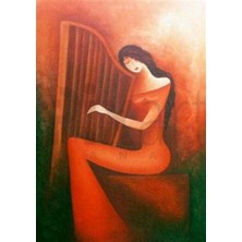 Pix Art Sanat Kadın Arp Çalarken Pixart Sanat Elmas Mozaik Tablo Diamond Türkiye 45*63