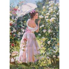 Pix Art Sanat Pembe Elbiseli Şemsiyeli Kadın Pixart Sanat Elmas Mozaik Tablo Diamond Türkiye 50*68