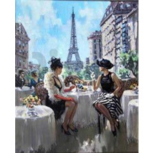 Pix Art Sanat Paris Manzaralı Buluşma Pixart Sanat Elmas Mozaik Tablo Diamond Türkiye 48*58