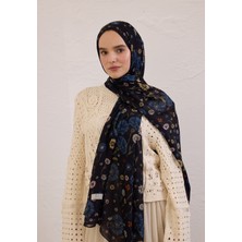 Bloomıng Dahlıa Desen Rami Şal Siyah