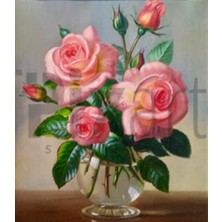 Pix Art Sanat Dalından Yeni Koparılmış Güller   Pixart Sanat Elmas Mozaik Tablo Diamond Türkiye 45*53