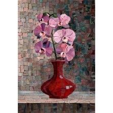 Pix Art Sanat Taştan Pembe Çiçek  Pixart Sanat Elmas Mozaik Tablo Diamond Türkiye 38*55