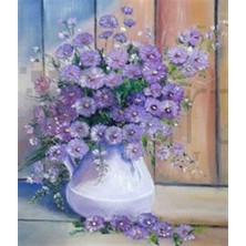 Pix Art Sanat Mor Kır Çiçekleri  Pixart Sanat Elmas Mozaik Tablo Diamond Türkiye 66*78