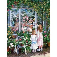 Pix Art Sanat Çiçekli Pencere Önündeki Minikler   Pixart Sanat Elmas Mozaik Tablo Diamond Türkiye 52*62