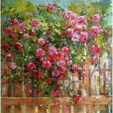 Pix Art Sanat Bahçedeki Gül Köşesi  Pixart Sanat Elmas Mozaik Tablo Diamond Türkiye 60*60