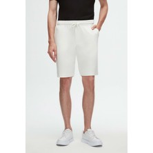 Ds Damat Slim Fit Ekru Beli Lastikli Kordon Detaylı Rahat Pamuklu Örme Şort 3HC13ORT21021