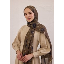 Bloomıng Dahlıa Desen Rami Şal Vizon