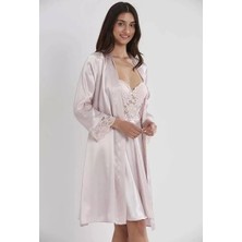 Pierre Cardin Kadın Saten Gecelik Sabahlık Takım-13784