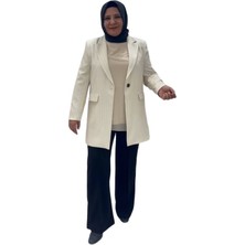 Büyük Beden Çizgili Ceket