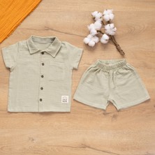 Sare Baby Müslin Bebek Takımı Yazlık Şort Gömlek Takımı