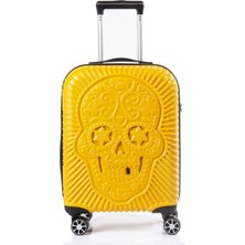 Abs Kuru Kafa Desenli Sarı Orta Boy Valiz 5180