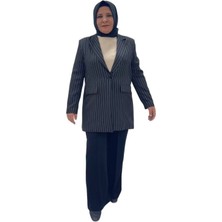 Büyük Beden Çizgili Ceket