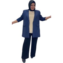 Büyük Beden Çizgili Ceket