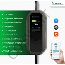 Coswatt Taşınabilir Elektrikli Araç Şarj Cihazı 16A 3,5kw Monofaze 5m(Türkçe Menü)Ve Taşıma Çantası