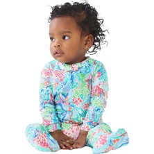 Lilly Pulitzer Mermaid Cove Organik Pamuklu Ayaklı Fermuarlı Bebek Tulum